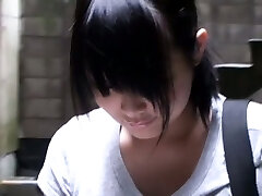 Puffy nippled Japanese cutie stalked by a down blouse voyeur