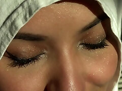 Beautiful Eyes White Hijab Arab Chick