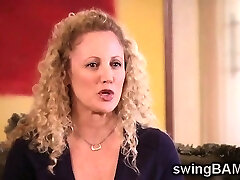 Platinum-blonde babe and husband join XXX raelity of swingers couples