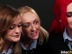 CFNM schoolgirls cocksucking a tied up submissive CFNM schoolgirls cocksucking a tied up submissive