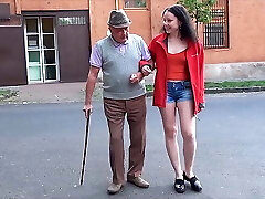 A glad day for grandpa with a small dick