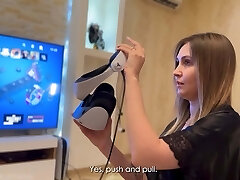 Tricky stepson plows his naive stepmom while she is in virtual reality