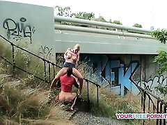 Dirty couple fucking 10 feet from highway