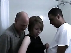 Middleaged wifey borrowed out to greens in threesome