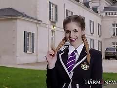 Just spoiled coed nymph in uniform Stella Cox fucks with two strong professors Just spoiled coed nymph in uniform Stella Cox fucks with two strong professors