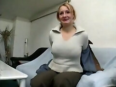 Plump mature blonde female gives interview and undresses Plump mature blonde female gives interview and undresses