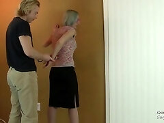 Business Woman in Glasses Put in Handcuffs Taken to Station for Strip Search and Ankle Shackles Business Woman in Glasses Put in Handcuffs Taken to Station for Strip Search and Ankle Shackles