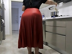 my stepmother's red skirt hardened my dick.