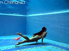 Hungarian naked Sazan Cheharda swimming taunting