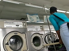 Laundromat Creep Shots 2 sluts with round cabooses and no bra