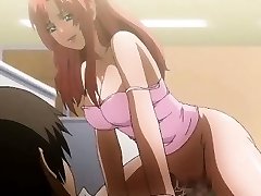 Redhead anime chick with huge milk cans