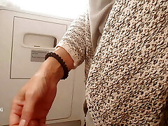 nippleringlover horny milf pissing on public toilet in airplane displaying pierced pussy and extreme pierced nipples