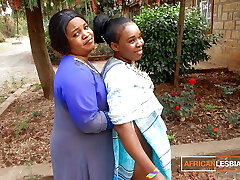 African Married MILFS Girly-girl Make Out In Public During Neighbourhood Party