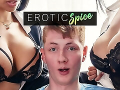 Ginger teen college girl ordered to headmistress office and fucked by his ginormous bra-stuffers Latina teachers in creampie threesome