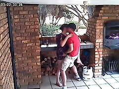 Spycam: CC TV self catering accomodation couple nailing on front porch of nature reserve Spycam: CC TV self catering accomodation couple nailing on front porch of nature reserve