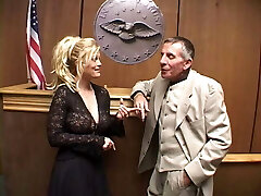 Nasty babe with petite perky tits sucks and takes cock behind bars