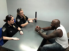 White MILF cops interrogating black big dicked suspect
