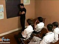 Cute twink college girls squad up to blow their teacher