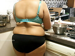 Big udders Bhabhi in the Kitchen wearing panties and bra