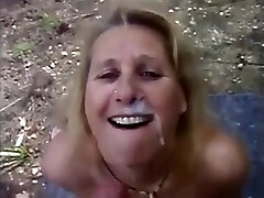 Mature wife dogging sucking stranger manhood and get a good-sized facial