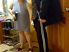 Jerking off with a romp toy to a courier