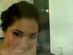 Brunette Babe's first Movie in the Shower Brunette Babe's first Movie in the Shower