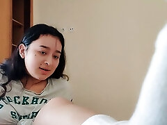 Step sister with white socks and granny undies