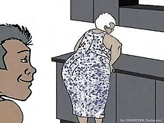 Dark-hued Granny loving anal! Animation cartoon!