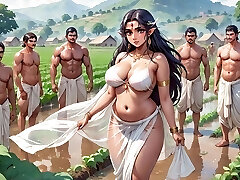 AI Generated Images of Horny Anime Indian girls & Elves having fun & common tub