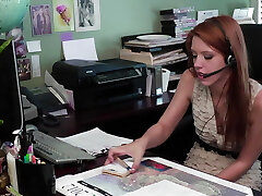 Mature office chief seduce her redhead teenage employer