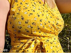 Wifey goes out in a cute summer dress braless and looks amazing with her blonde hair.