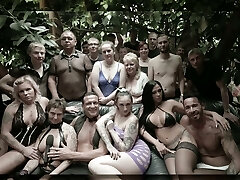 Humungous titted slutty bitch works on lots of strong cocks at once