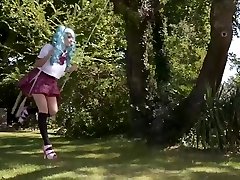 Anime Porn girl masturbates on a swing