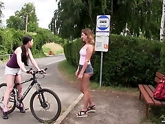 Svelte really insane Lexi Rain turns bike fun into lesbian bang-out outdoors