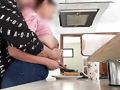yummy maid MILF with huge saggy tits lets her boss have fun with her nibs