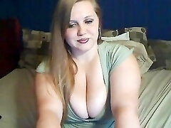 BBW with long blond hair smoking bare on cam