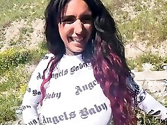 German truck blow-job from a big tits slut on the side of the road
