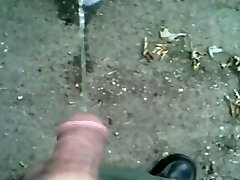 EMO Boy PEEING IN BACKYARD