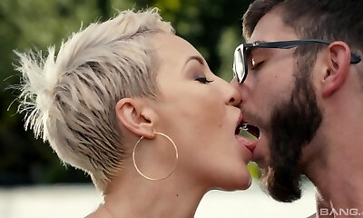 Huge-boobed mature Ryan Keely spreads her legs for a meatpipe by the pool