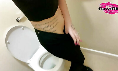 Classy recording Herself piss in public toilets