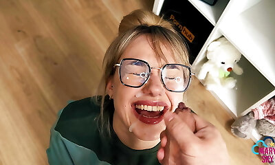 Whorey family! Stepdad Massively poured semen on my face. Deep throat