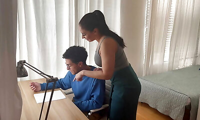 Mom Rewards Her Nerdy Sonny With Her Mouth & Big Booty For Studying Like A Good Fellow