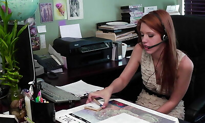 Mature office boss seduce her redhead teen employer