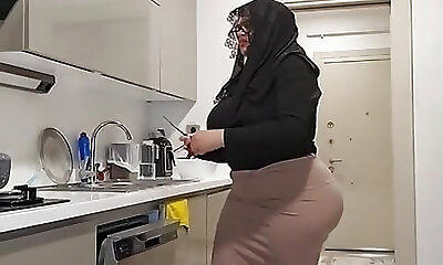 My stepmom's thong doesn't fit her immense ass.