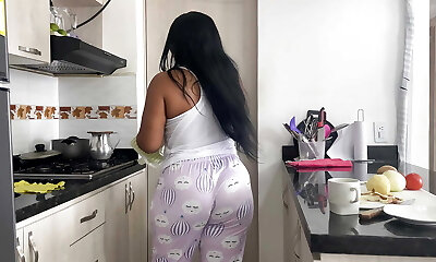 MILF stepmom luvs making breakfast and fucking her large cock stepson. MILF stepmom luvs making breakfast and fucking her large cock stepson.