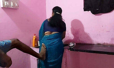 Stepmother was washing dishes in the kitchen and young guy I had hook-up with her