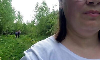 Flashing Breasts. Big Natural Tits Outdoor.