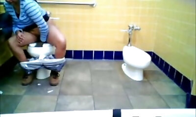 Fat Indian Peeing On A Toilet