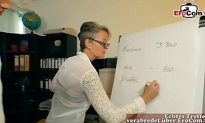 german mature woman secretary seduced younger dude in office