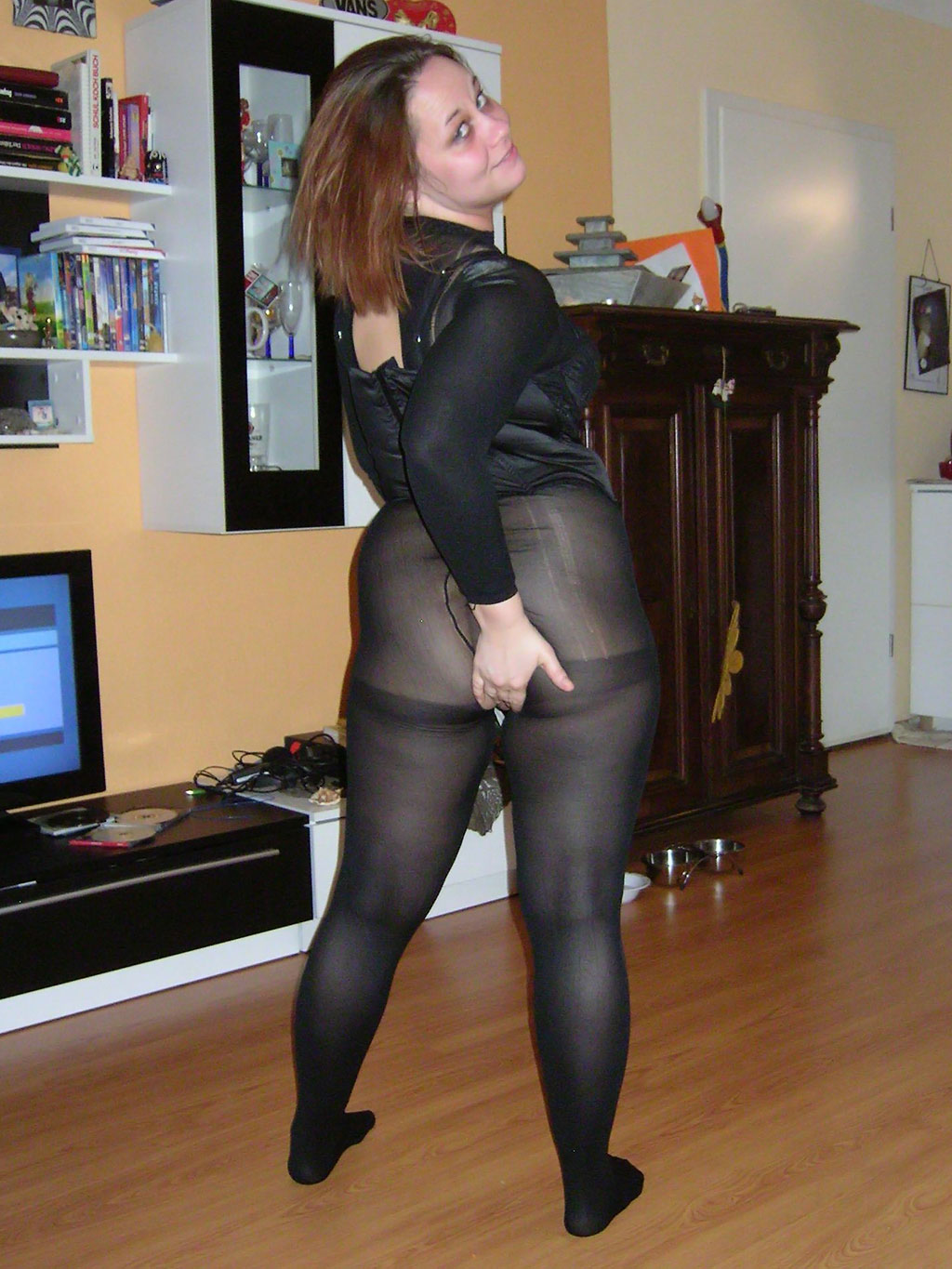 Real chubby amateur girls in pantyhose image